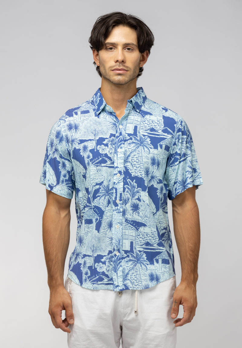Short Sleeve Organic Rayon Button Up - Hawaiian