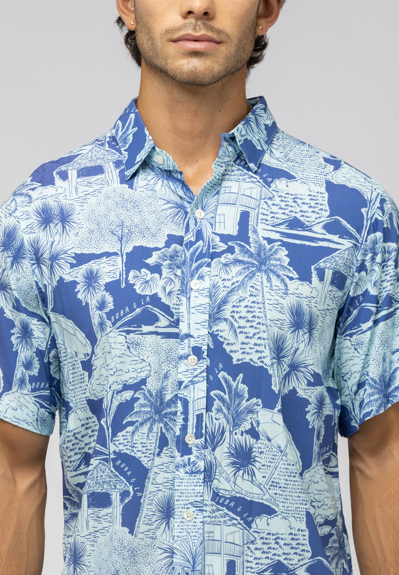 Short Sleeve Organic Rayon Button Up - Hawaiian
