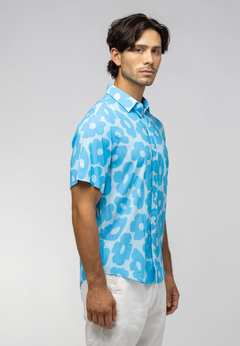 Short Sleeve Organic Rayon Button Up - Floral