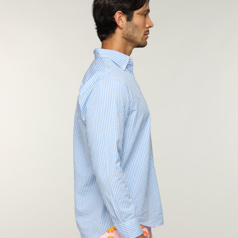 Long Sleeve Cotton Button Up Shirt - Gingham