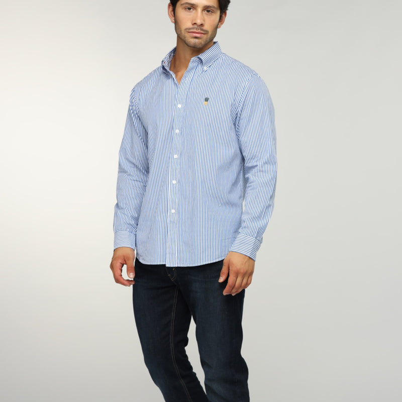 Long Sleeve Cotton Button Up Shirt - Stripe