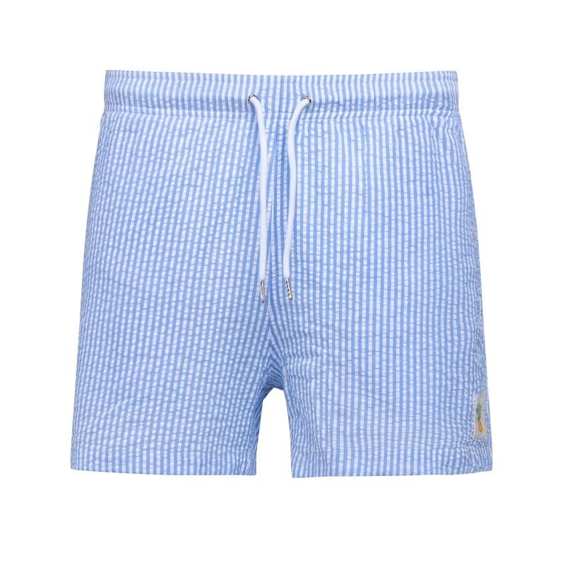 Light Blue Seersucker Swim Shorts