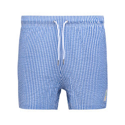 Navy Blue Seersucker Swim Shorts